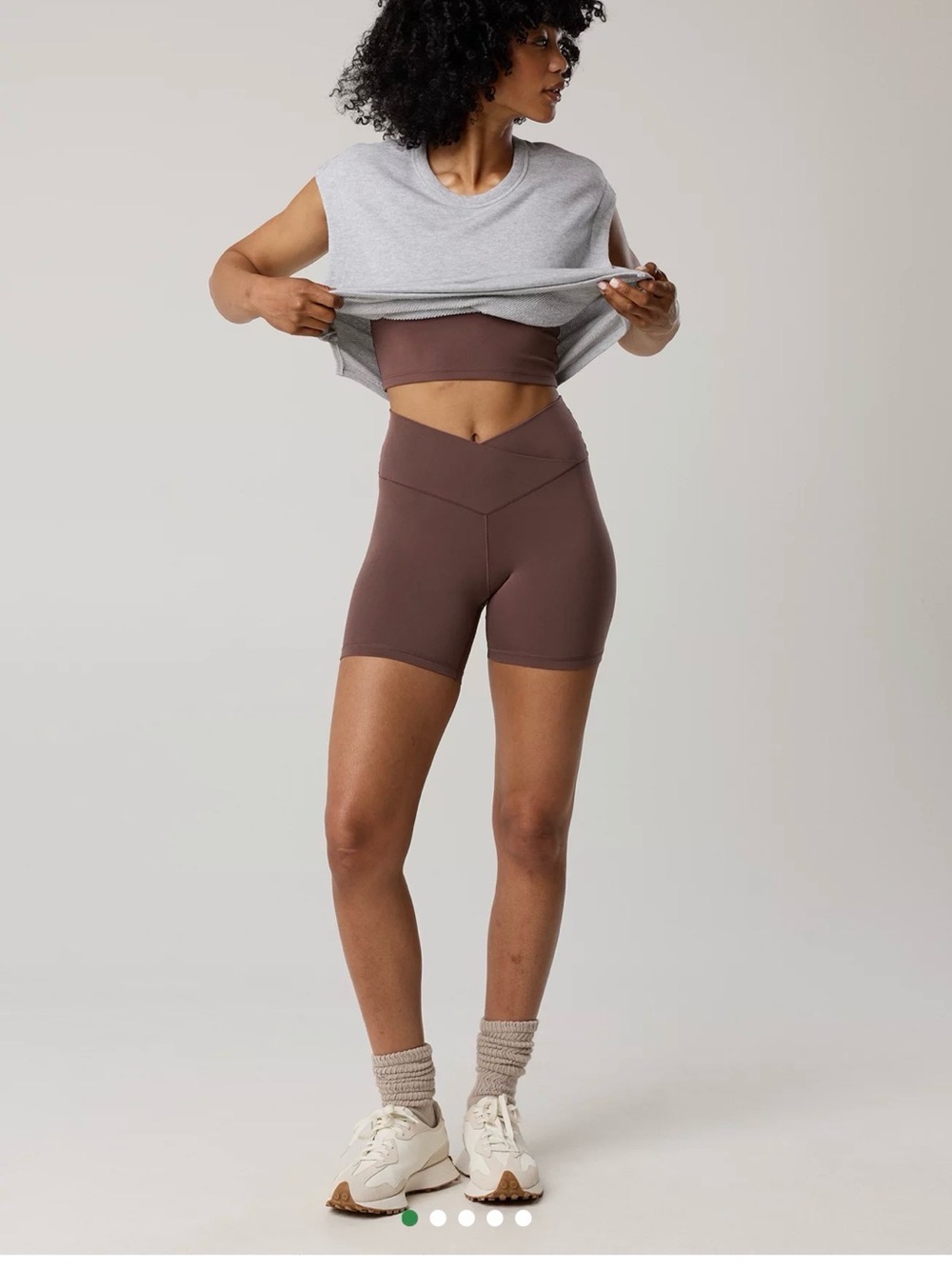 OFFLINE By Aerie Real Me Crossover High Waisted 5" Bike Short in Relic Brown NWT